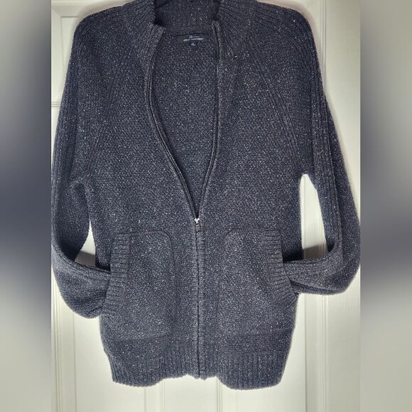 Marc Anthony M Zip Up Heather Gray WOOL Blend Knitted Pockets Men's Sweater - Picture 6 of 12